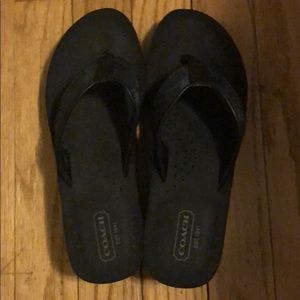 Coach black wedge flip flops